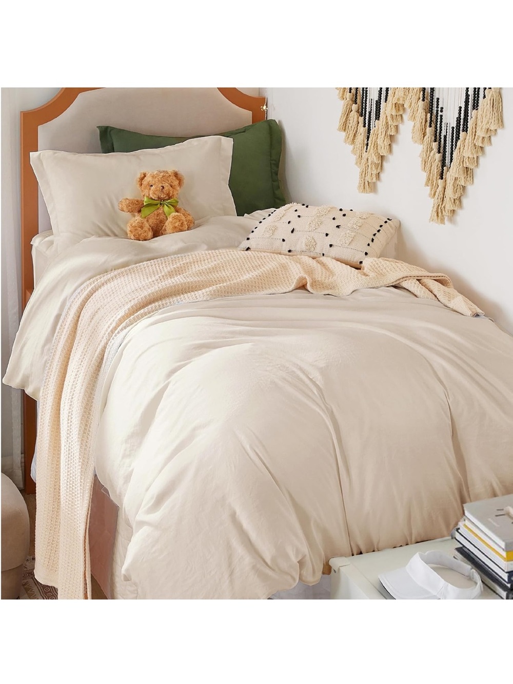 NEW Bedsure Prewashed Twin/Twin XL Duvet Cover, Cotton-Like Bedding Set, Beige